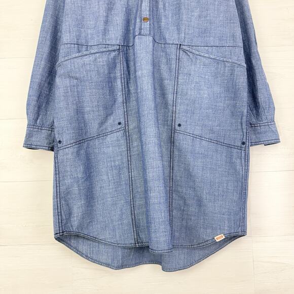 DULUTH Trading Co Chambray Shirt Dress 2XL Rootstock Denim Blue Utility Western - Picture 4 of 15